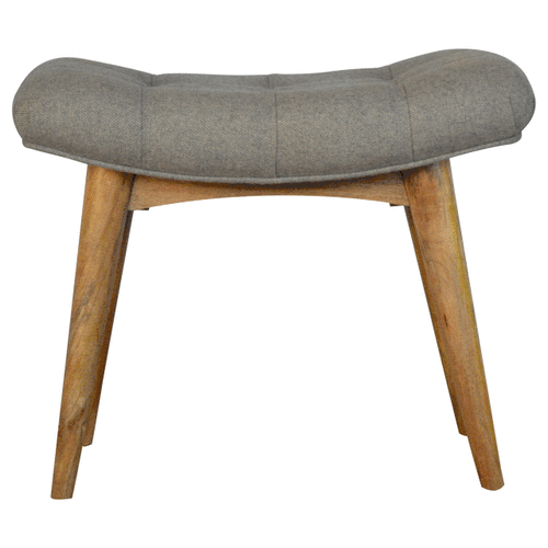 Curved Grey Tweed Bench
