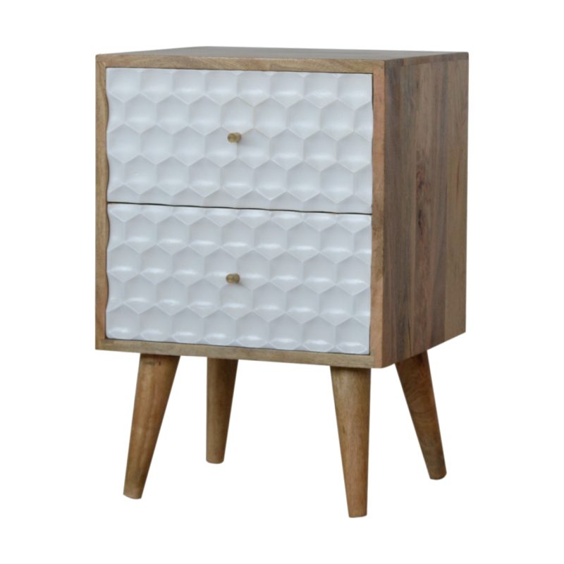Honeycomb Carved Bedside With 2 Drawers - Image 3