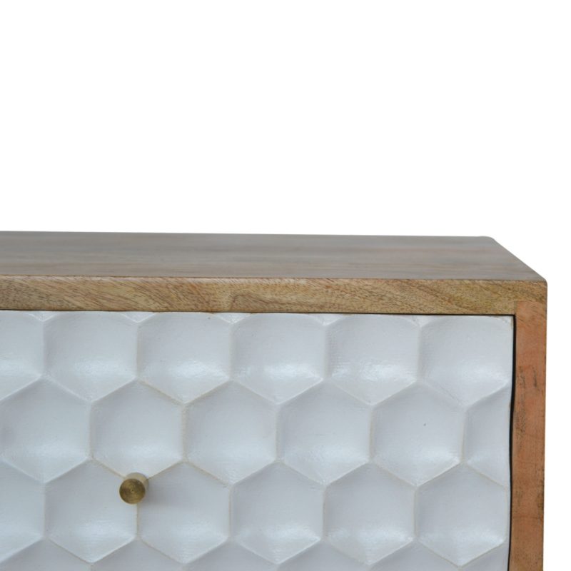 Honeycomb Carved Bedside With 2 Drawers - Image 7