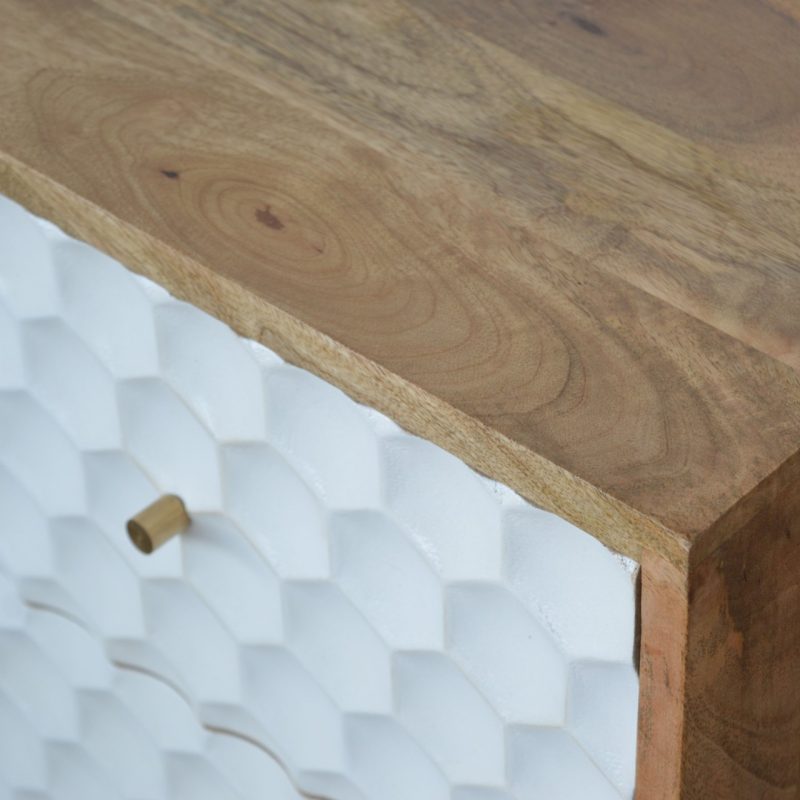 Honeycomb Carved Bedside With 2 Drawers - Image 6