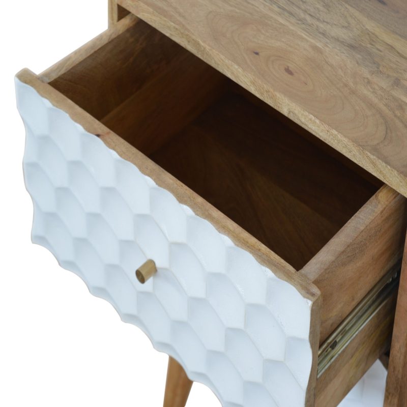 Honeycomb Carved Bedside With 2 Drawers - Image 5