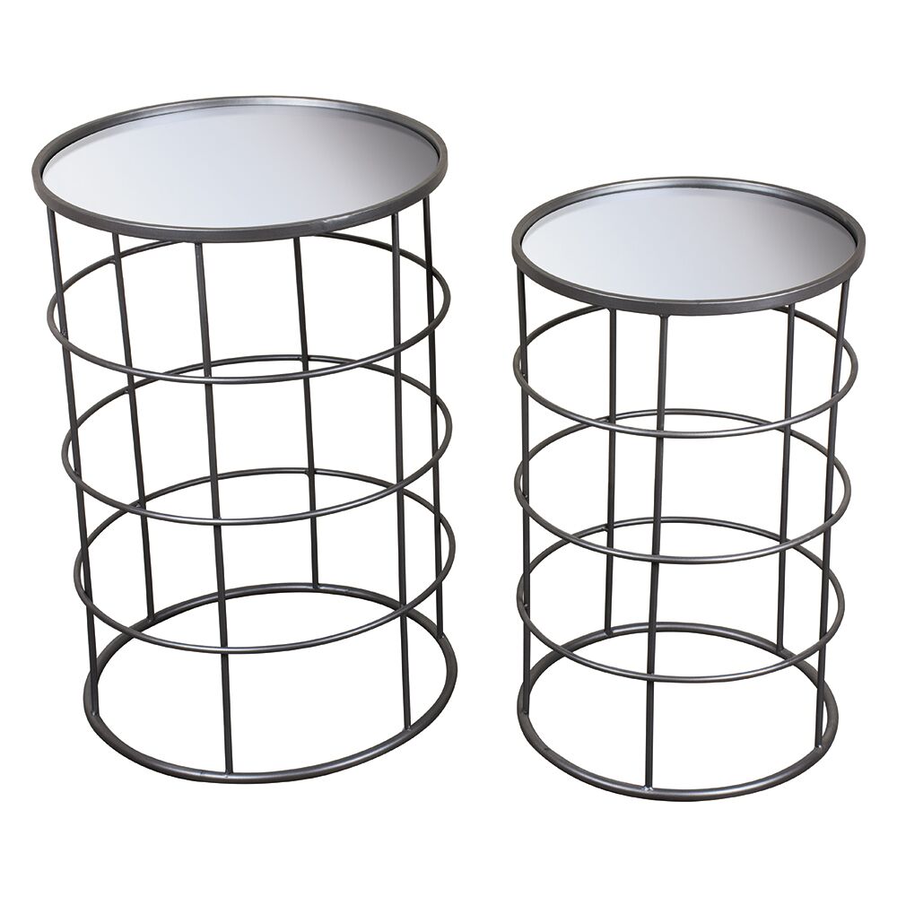 Set Of 2 Alexander Mirrored Cylindrical Tables