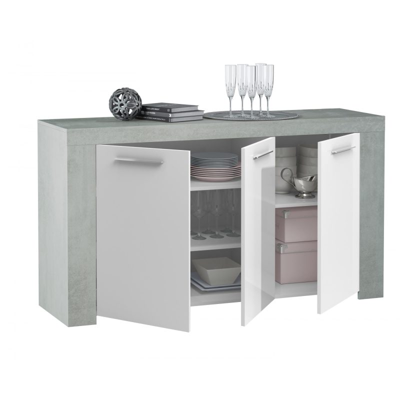 Epping Sideboard 3 Doors White & Concrete 016620L - Image 2