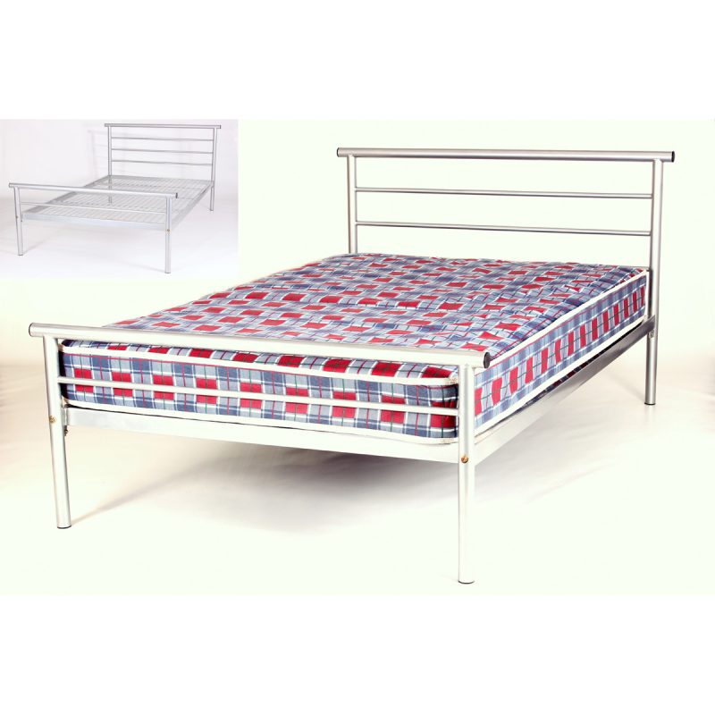 Hercules Metal Bed Single Silver