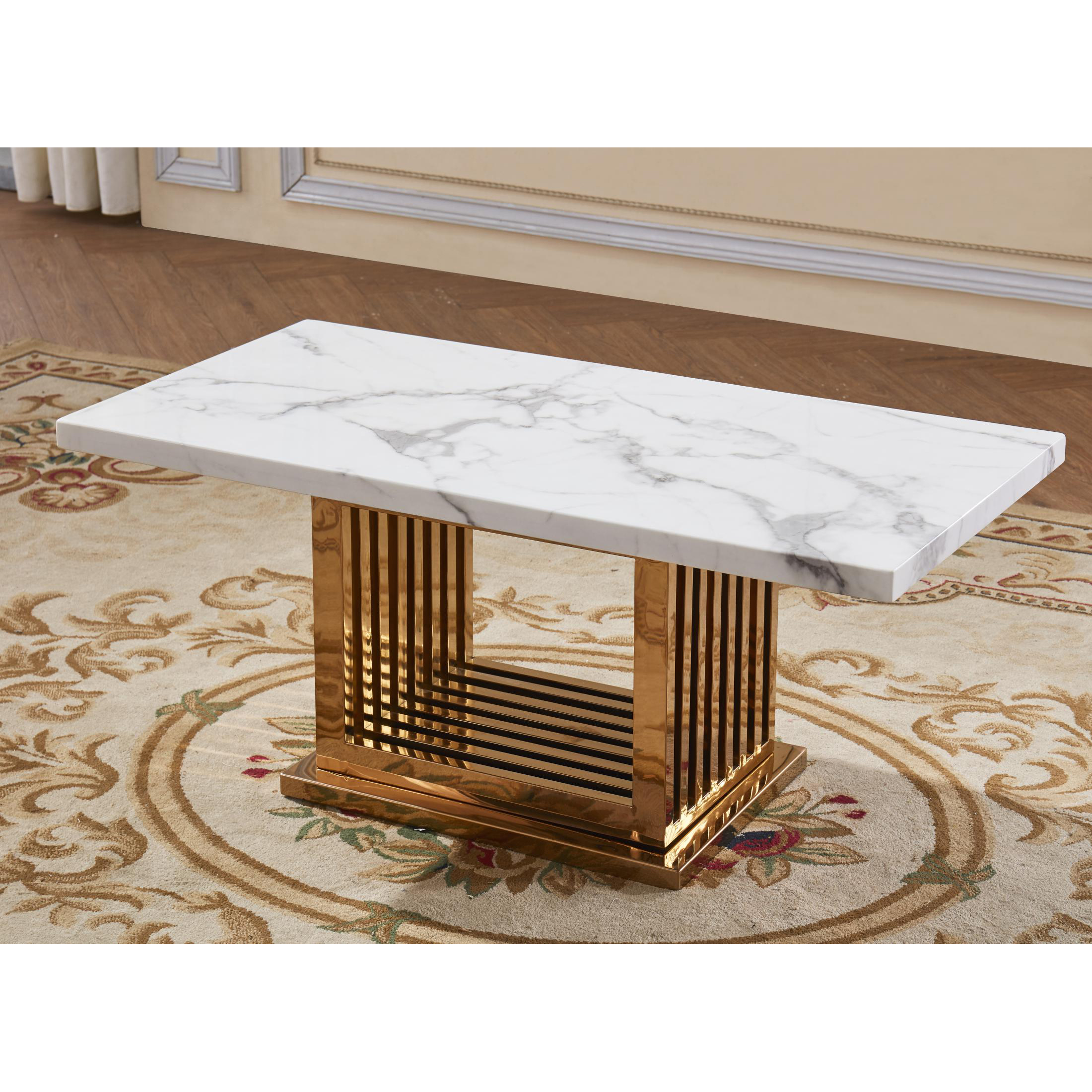 Tuscany Marble Coffee Table With Stainless Steel Base