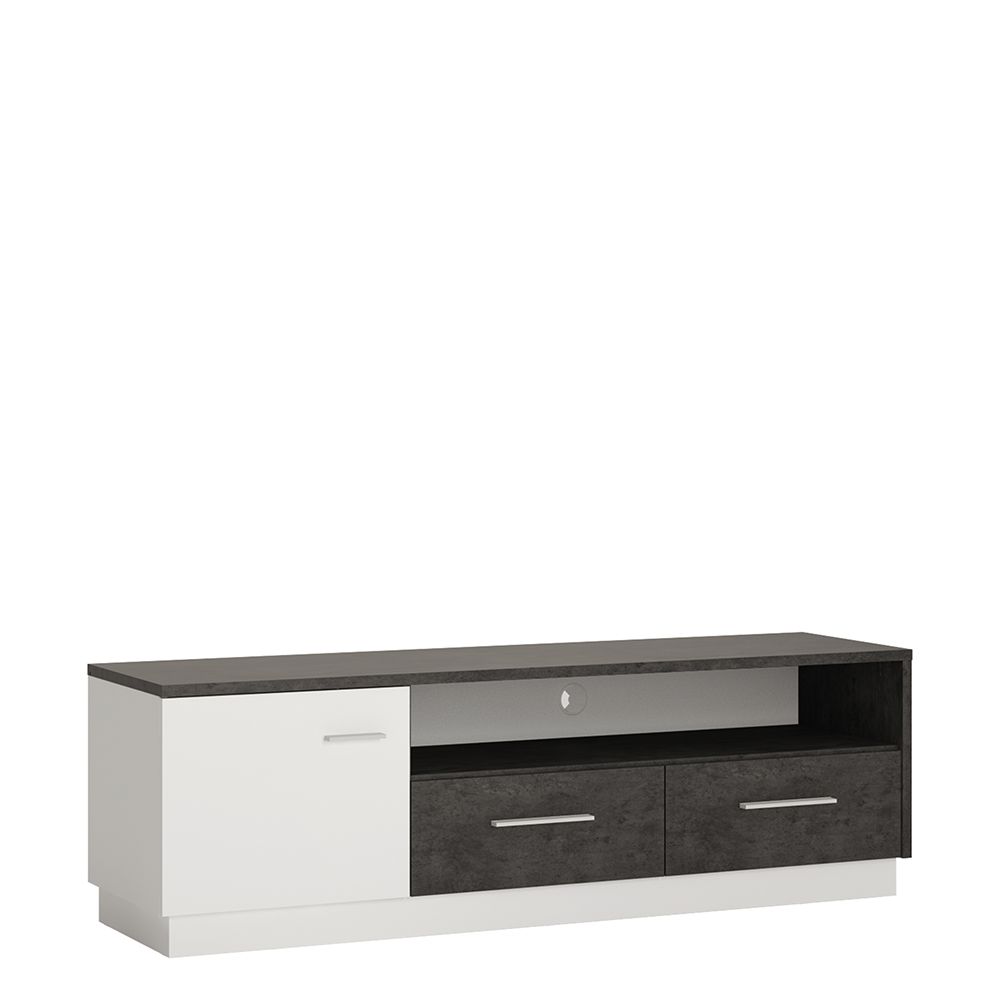 Zingaro 1 Door 2 Drawer Wide TV Cabinet In Grey And White