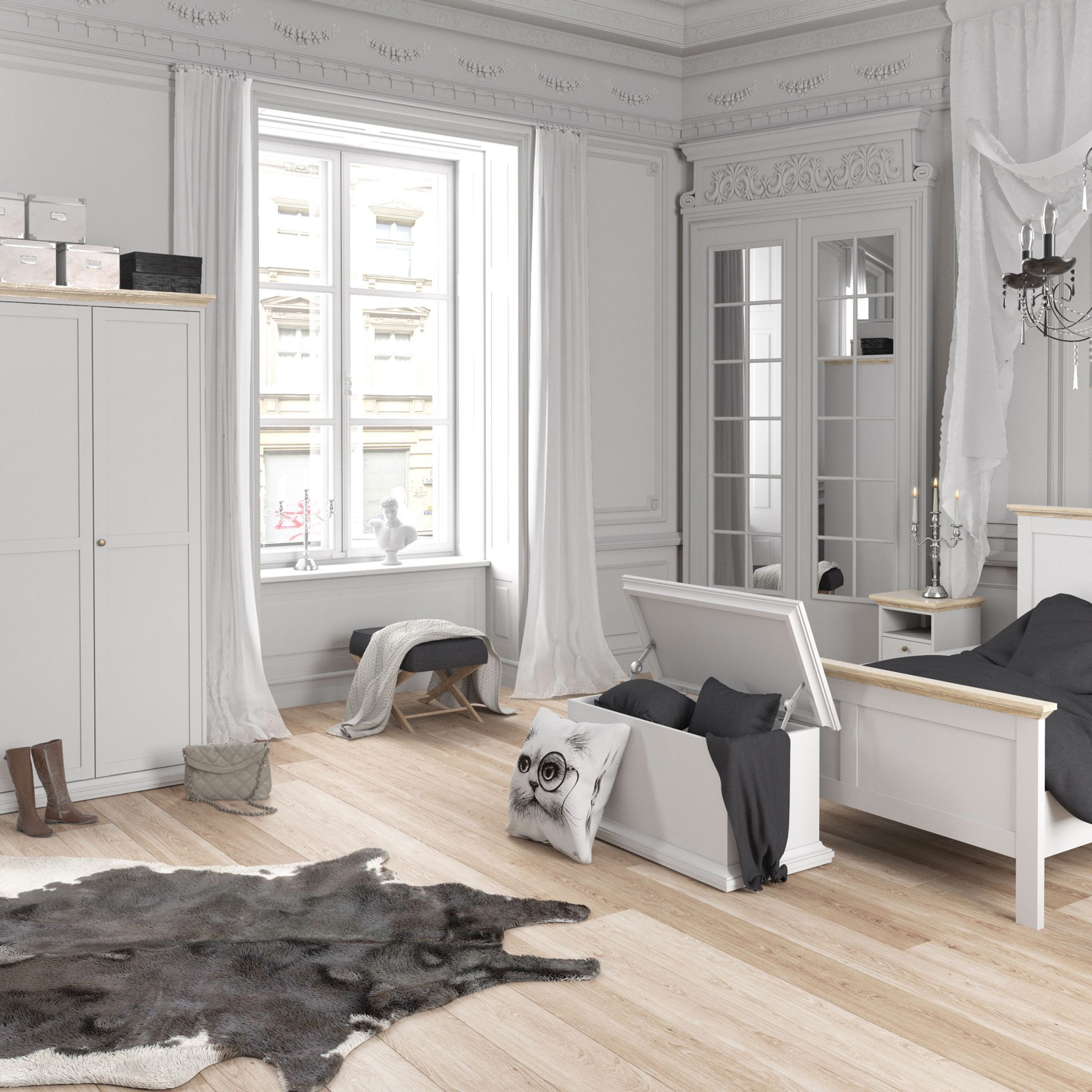 Paris Wardrobe With 2 Doors In White And Oak