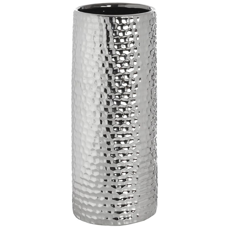 Silver Ceramic Umbrella Stand In Dimple Effect - Image 2