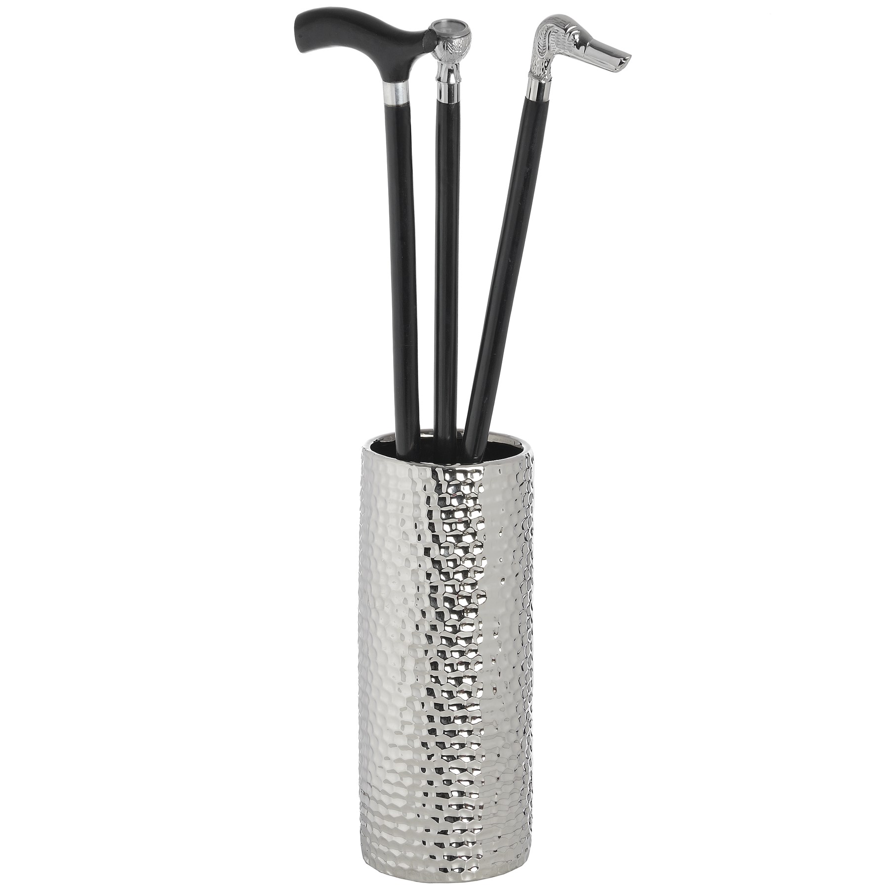 Silver Ceramic Umbrella Stand In Dimple Effect