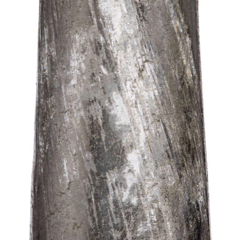 Antique Silver Effect Glass Candle Stand - Image 4