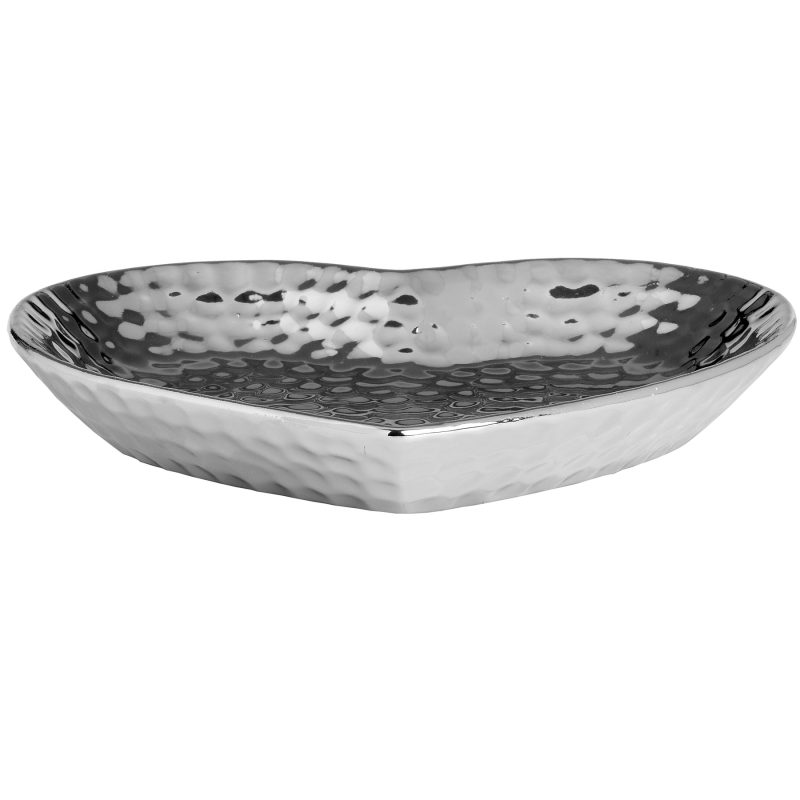 Silver Ceramic Dimple Effect Small Heart - Image 3