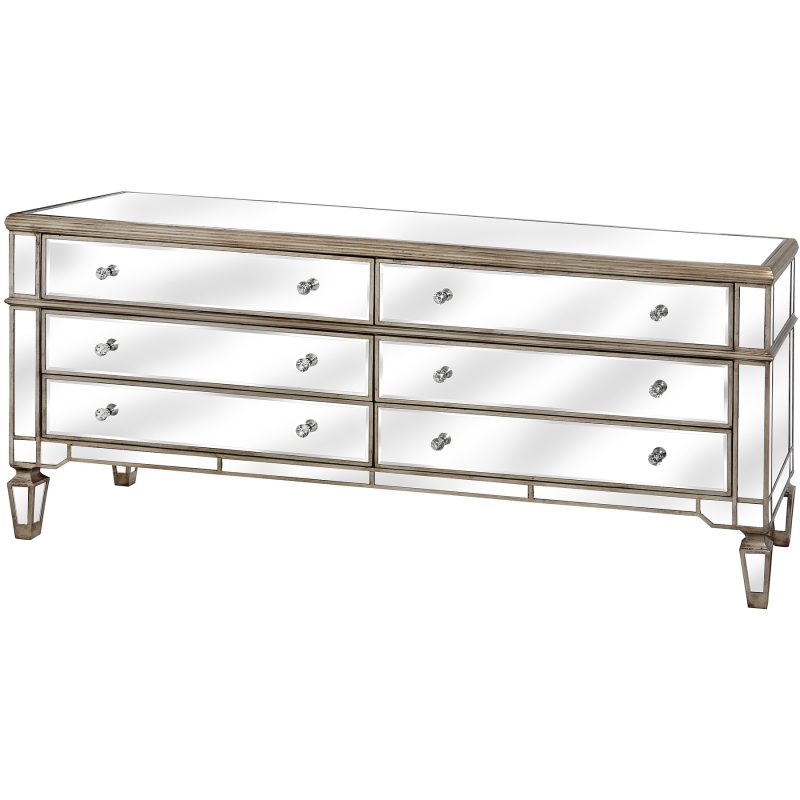 The Belfry Collection Six Drawer Mirrored Chest Of Drawers