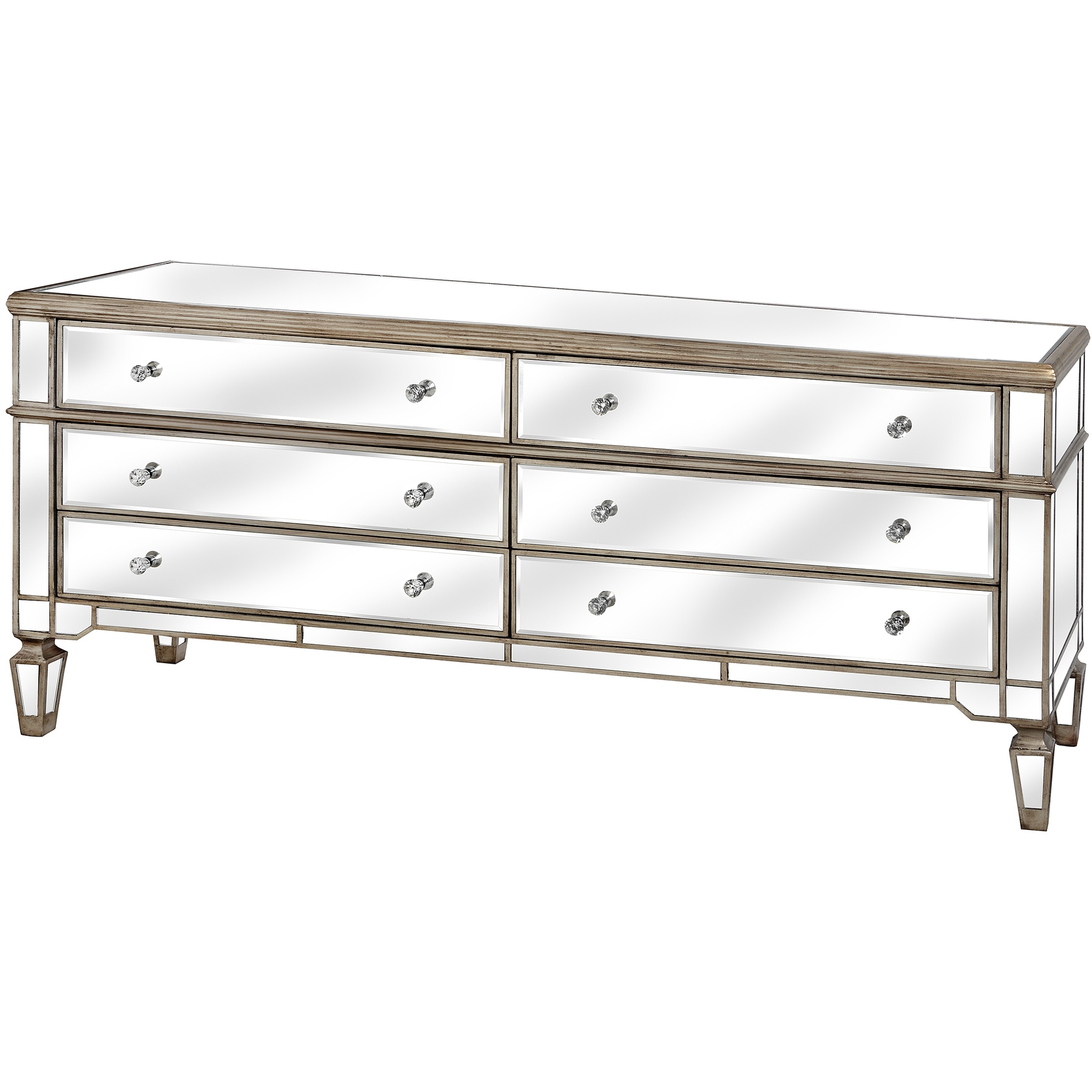 The Belfry Collection Six Drawer Mirrored Chest Of Drawers