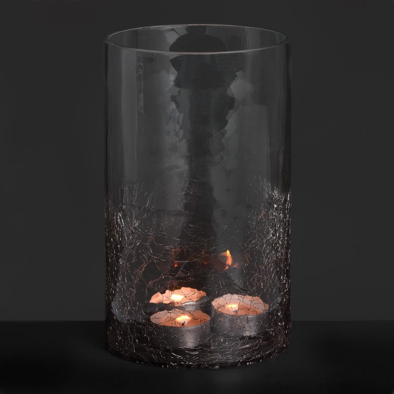 Medium Smoked Crackle Effect Candle Holder - Image 2