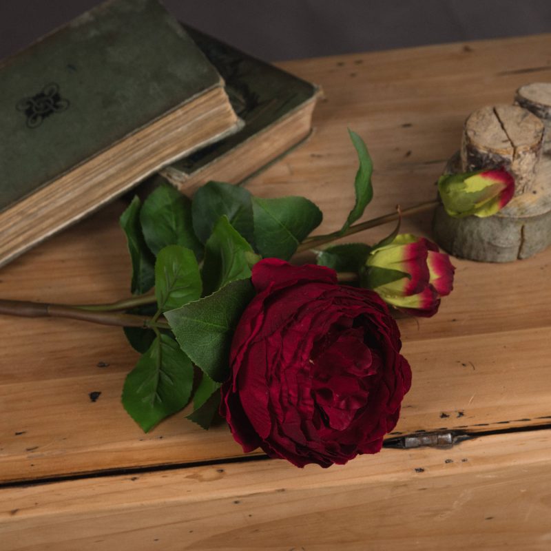Deep Red Wedding Peony Rose Spray - Image 3