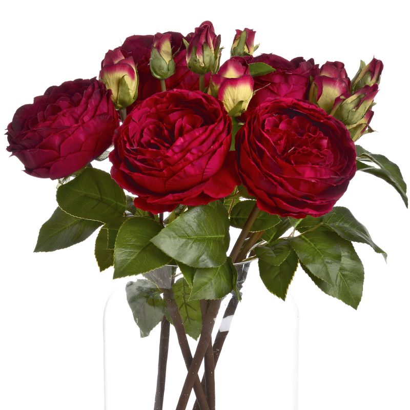 Deep Red Wedding Peony Rose Spray - Image 4