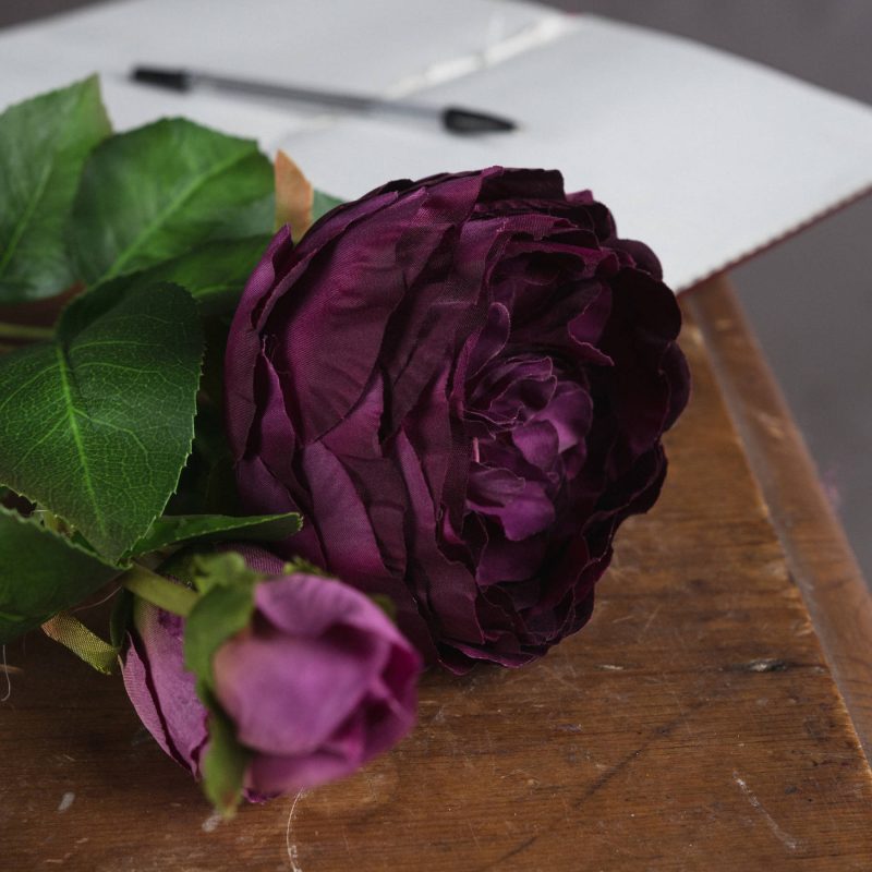 Deep Purple Wedding Peony Rose Spray - Image 3