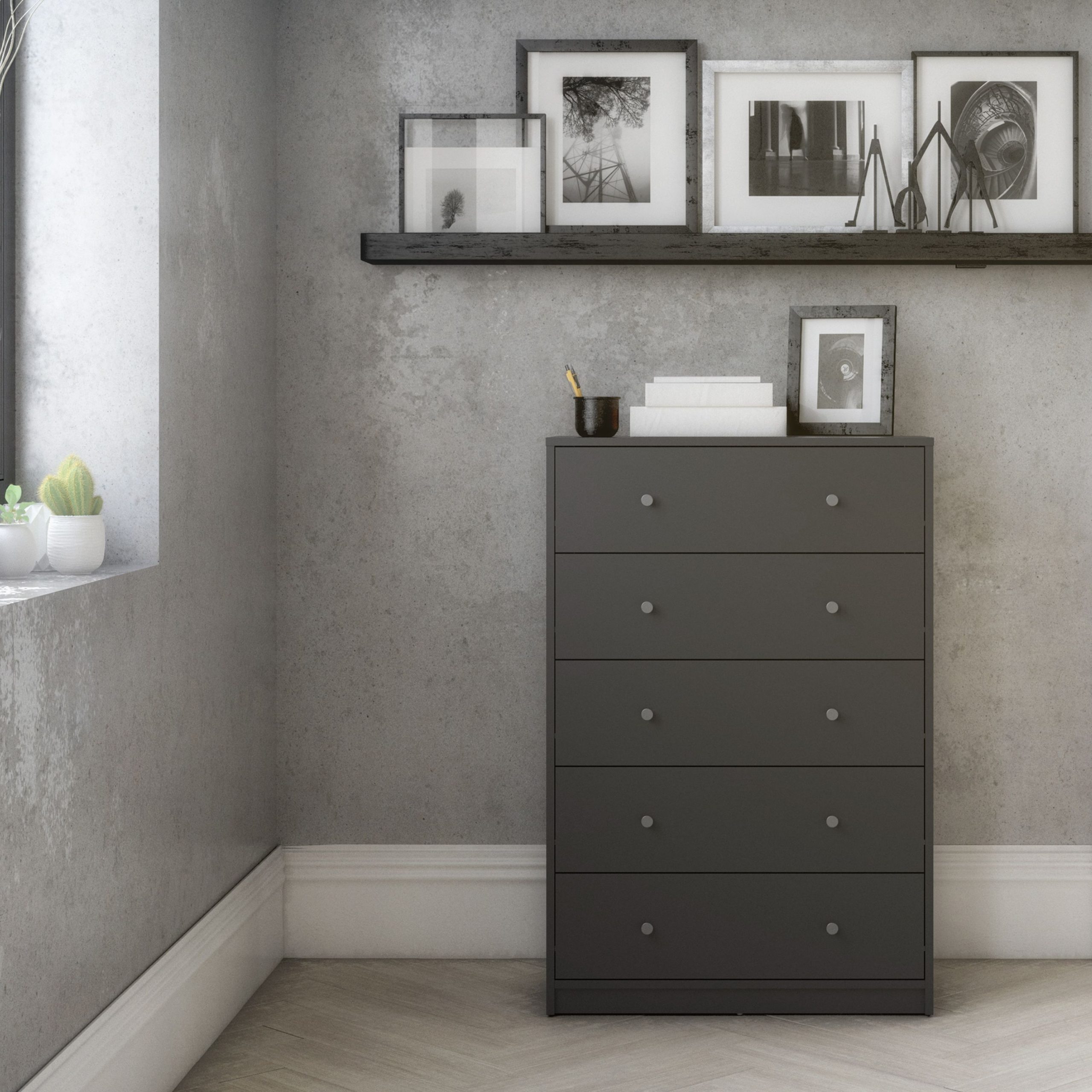 May Chest Of 5 Drawers In Grey