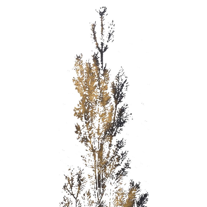 Antique Metallic Brass Mirrored Pine Wall Art - Image 2