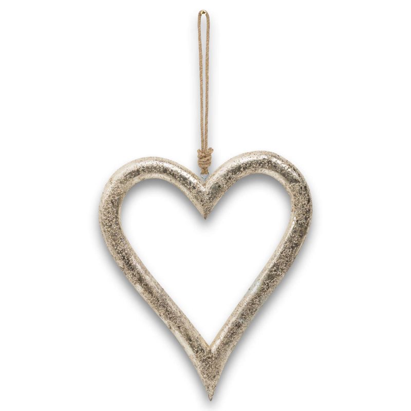Gold Wooden Heart Hanging Decoration