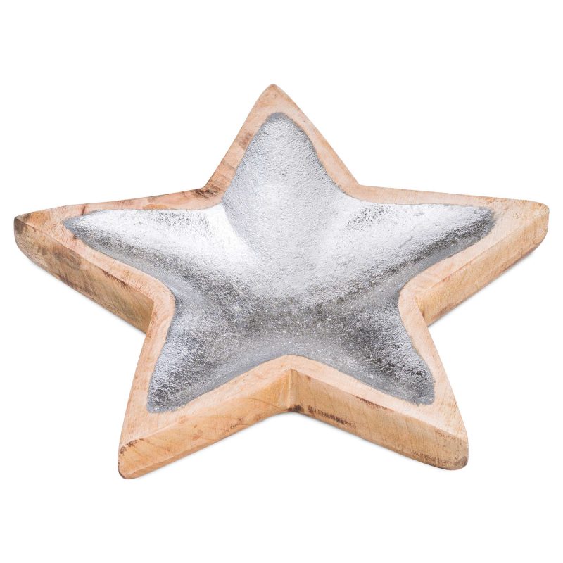 Wooden Star Dish With Metallic Detail