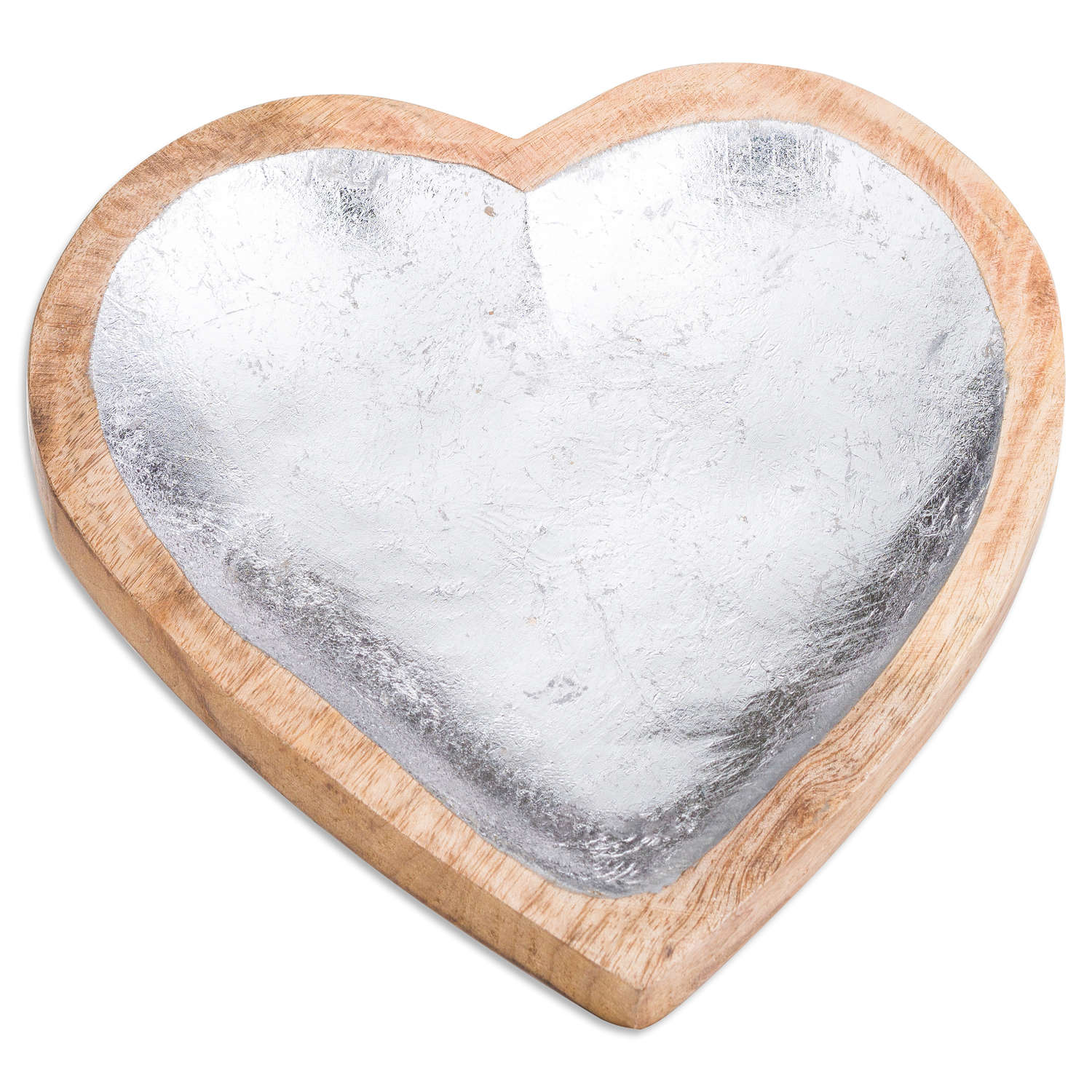 Wooden Heart Dish With Metallic Detail