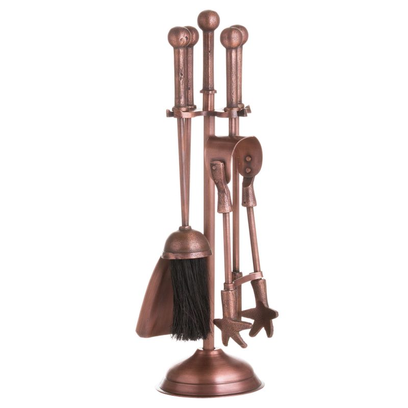 Ball Topped Companion Set In Copper