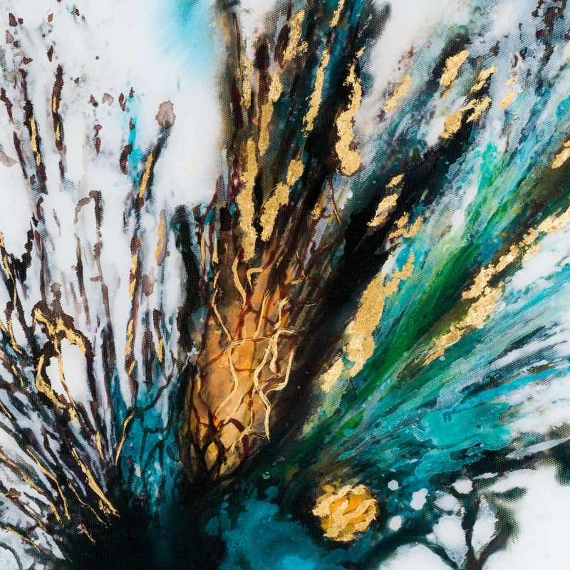 Large Floral Colour Explosion Glass Image In Gold Frame - Image 2