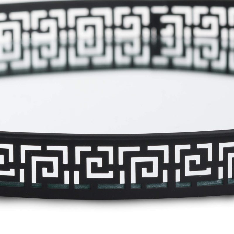 Set Of Two Circular Aztec Black Mirrored Trays - Image 2