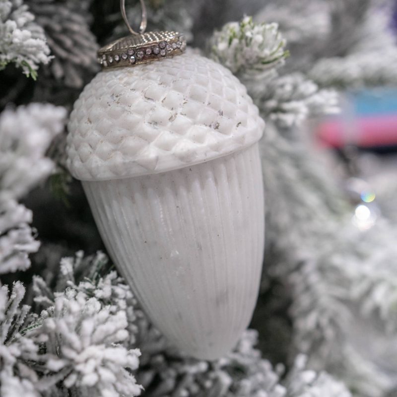The Noel Collection Large White Hanging Acorn Decoration - Image 3