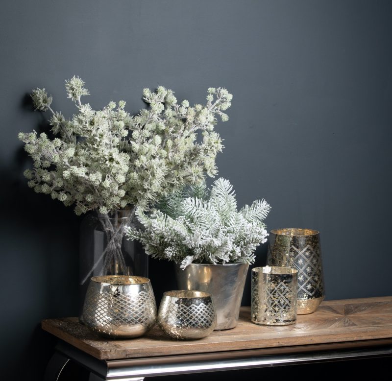 Silver Foil Effect Medium Candle Holder - Image 2