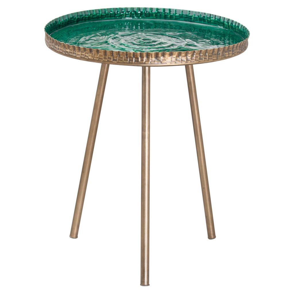 Aztec Collection Brass Embossed Ceramic Dipped Side Table Belvic