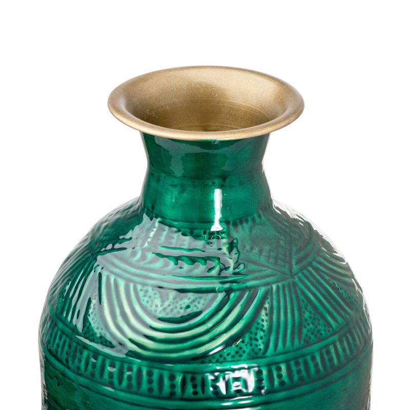 Aztec Collection Brass Embossed Ceramic Dipped Lebes Vase - Image 2