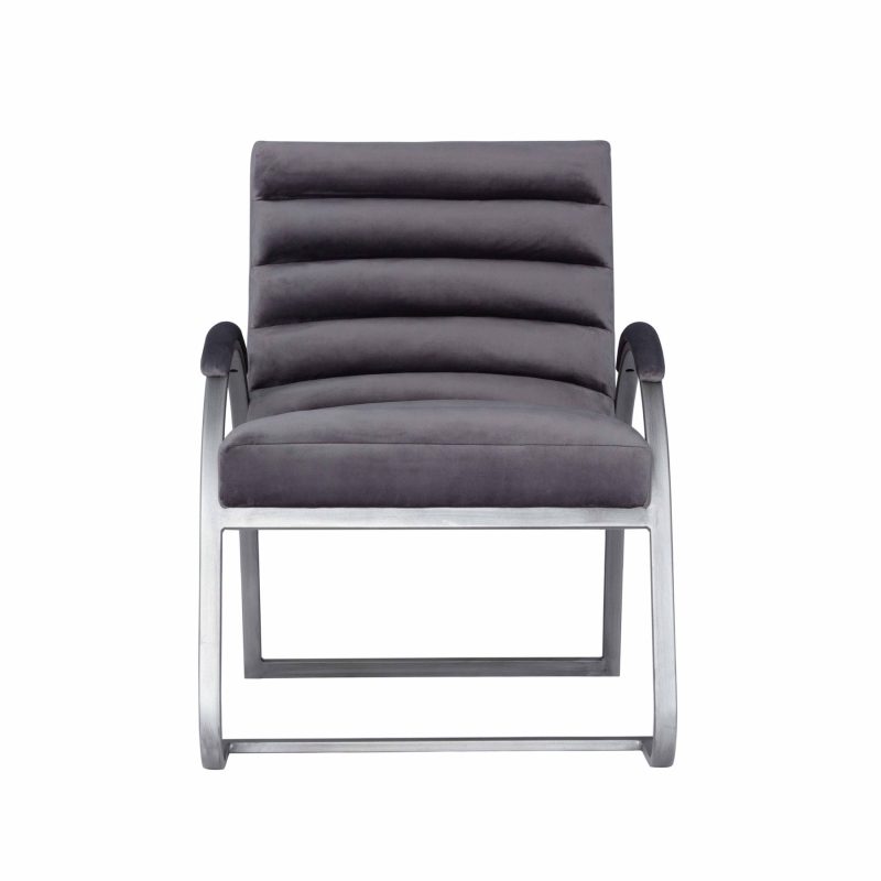 Grey And Silver Ribbed Ark Chair - Image 3