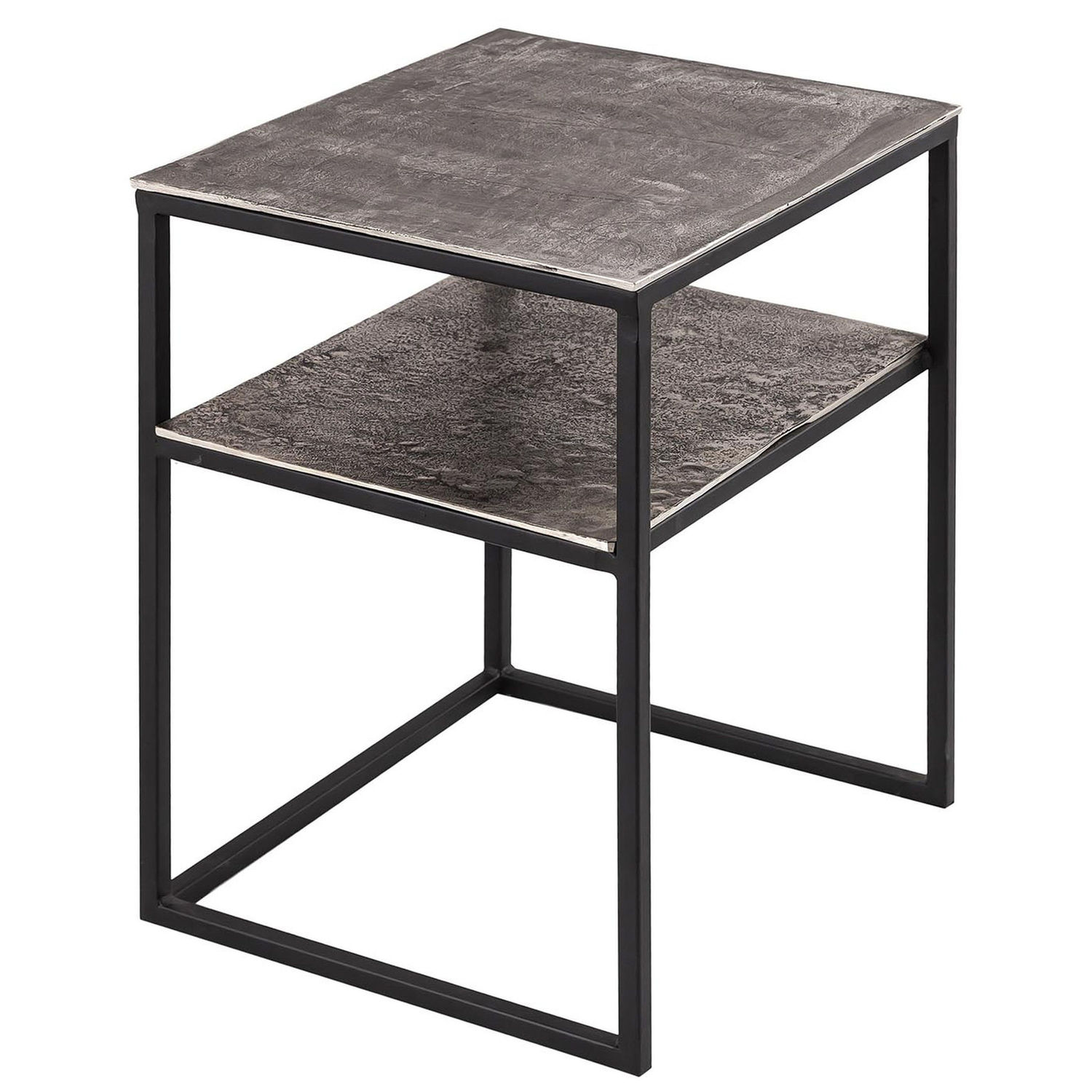 Farrah Collection Silver Side Table With Shelf
