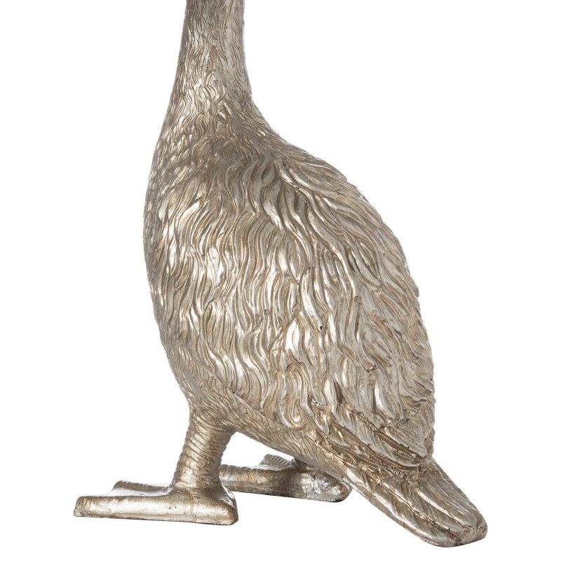 Gary The Goose Silver Table Lamp With Grey Velvet Shade - Image 2