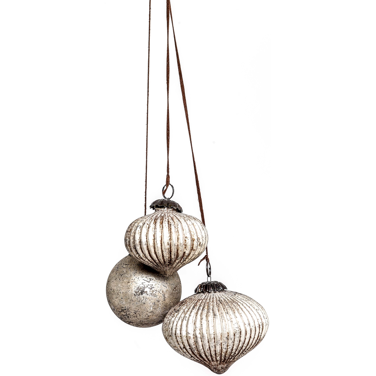 The Noel Collection Burnished Set Of 3 Hanging Baubles