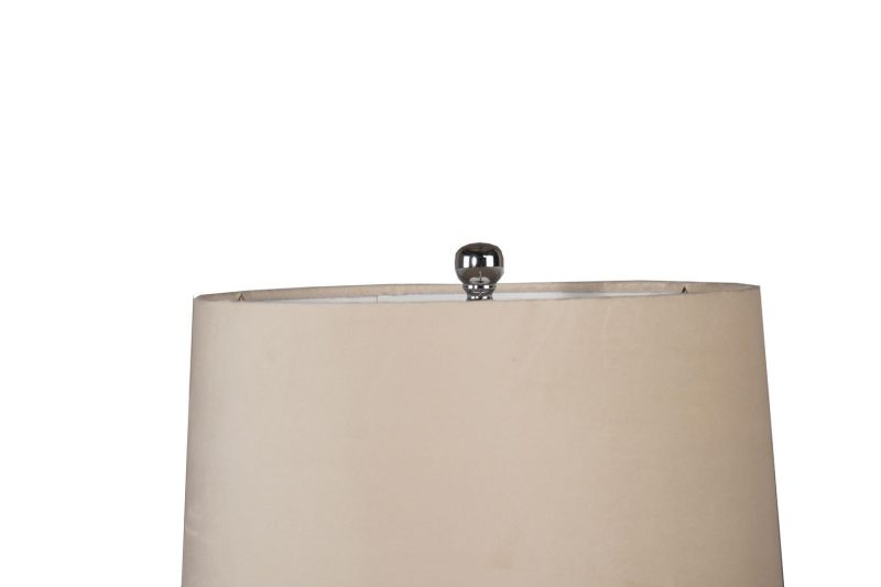 Francis Metallic Glass Lamp With Velvet Shade - Image 2