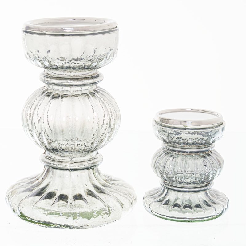 Smoked Midnight Large Ribbed Candle Holder - Image 3
