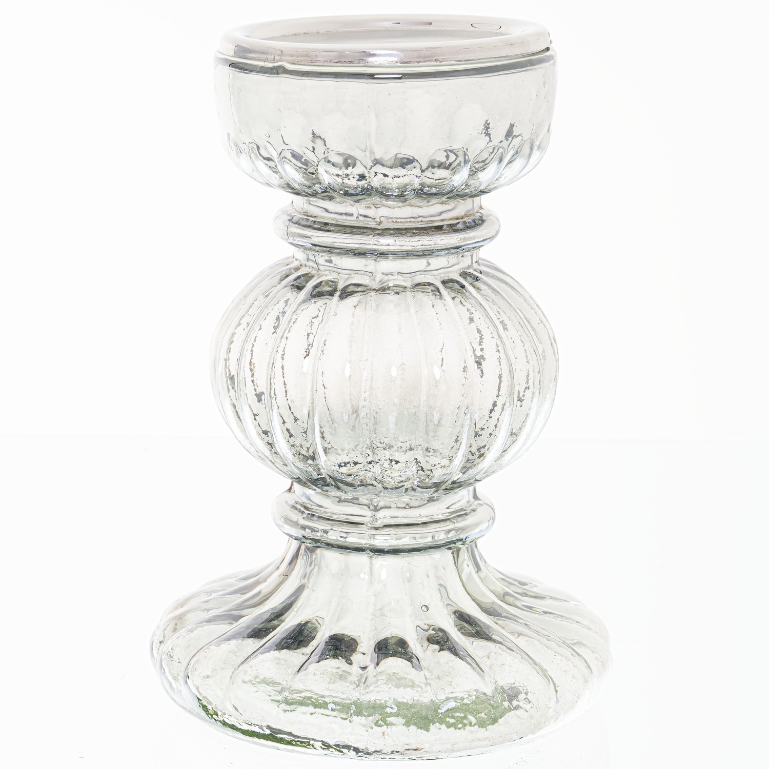 Smoked Midnight Large Ribbed Candle Holder