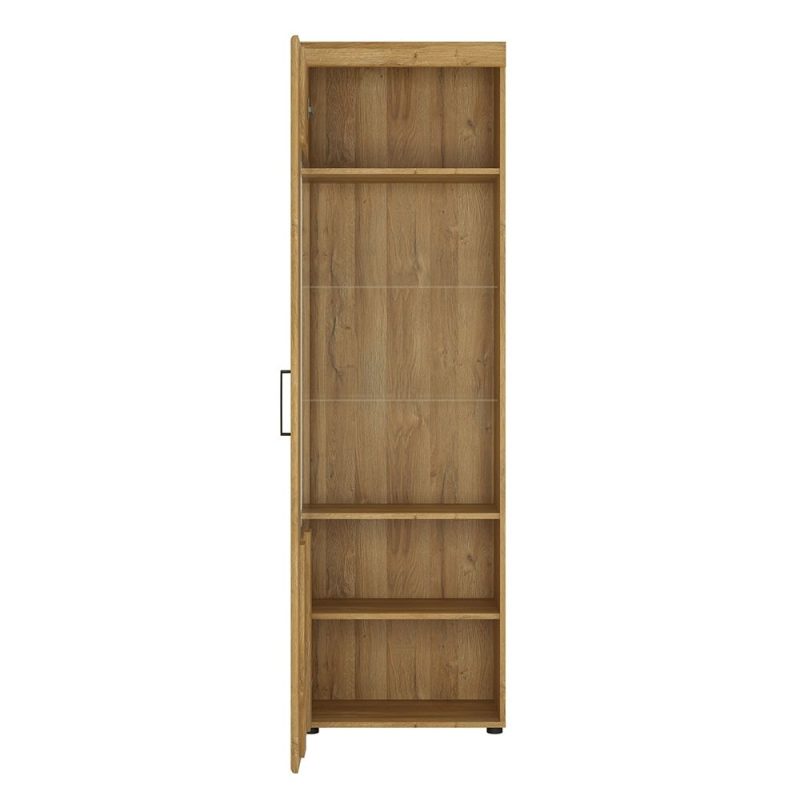 Cortina Tall Glazed Display Cabinet (LH) in Grandson Oak - Image 2