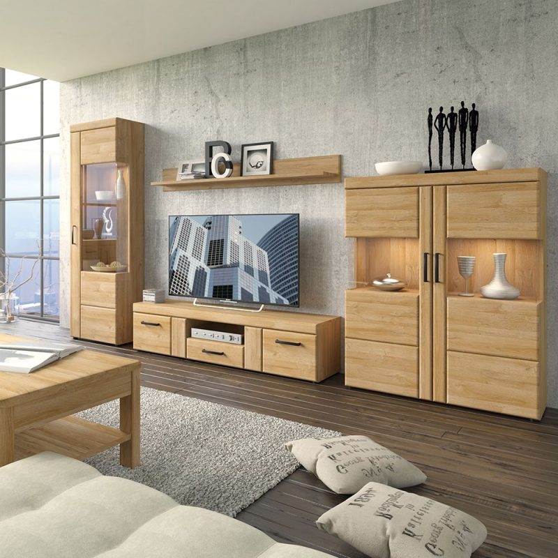 Cortina 2 Door 1 Drawer Wide TV Cabinet in Grandson Oak - Image 3