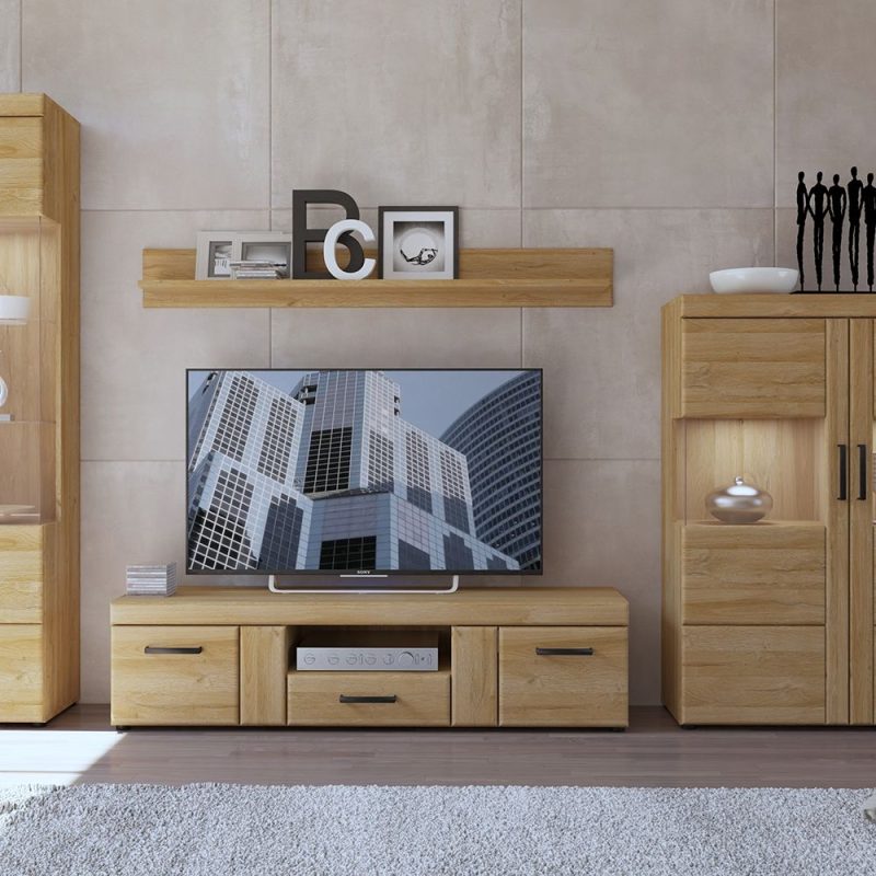 Cortina 2 Door 1 Drawer Wide TV Cabinet in Grandson Oak - Image 4