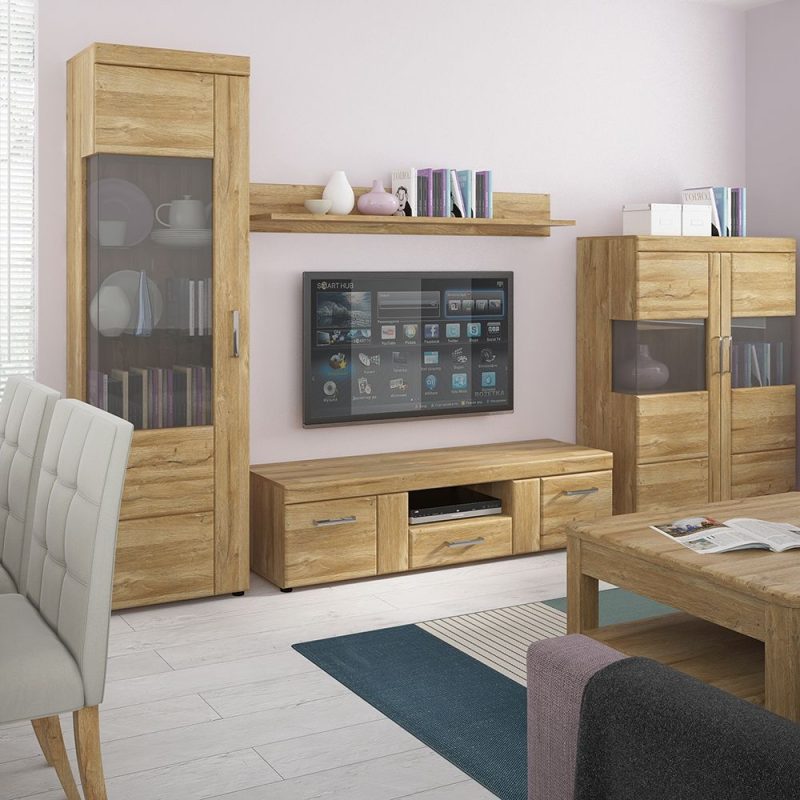 Cortina 2 Door 1 Drawer Wide TV Cabinet in Grandson Oak - Image 5