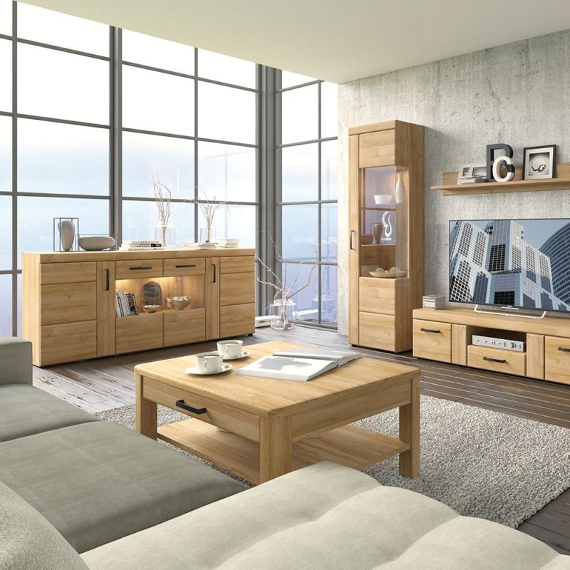 Cortina 2 Door 1 Drawer Tall TV Cabinet in Grandson Oak - Image 4