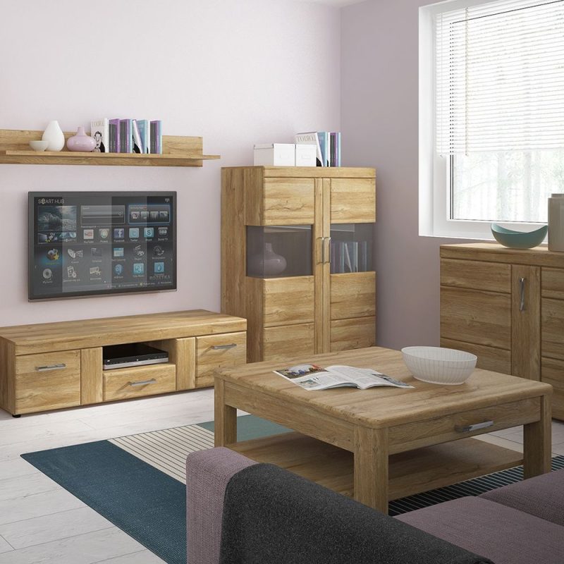 Cortina 2 Door 1 Drawer Tall TV Cabinet in Grandson Oak - Image 5