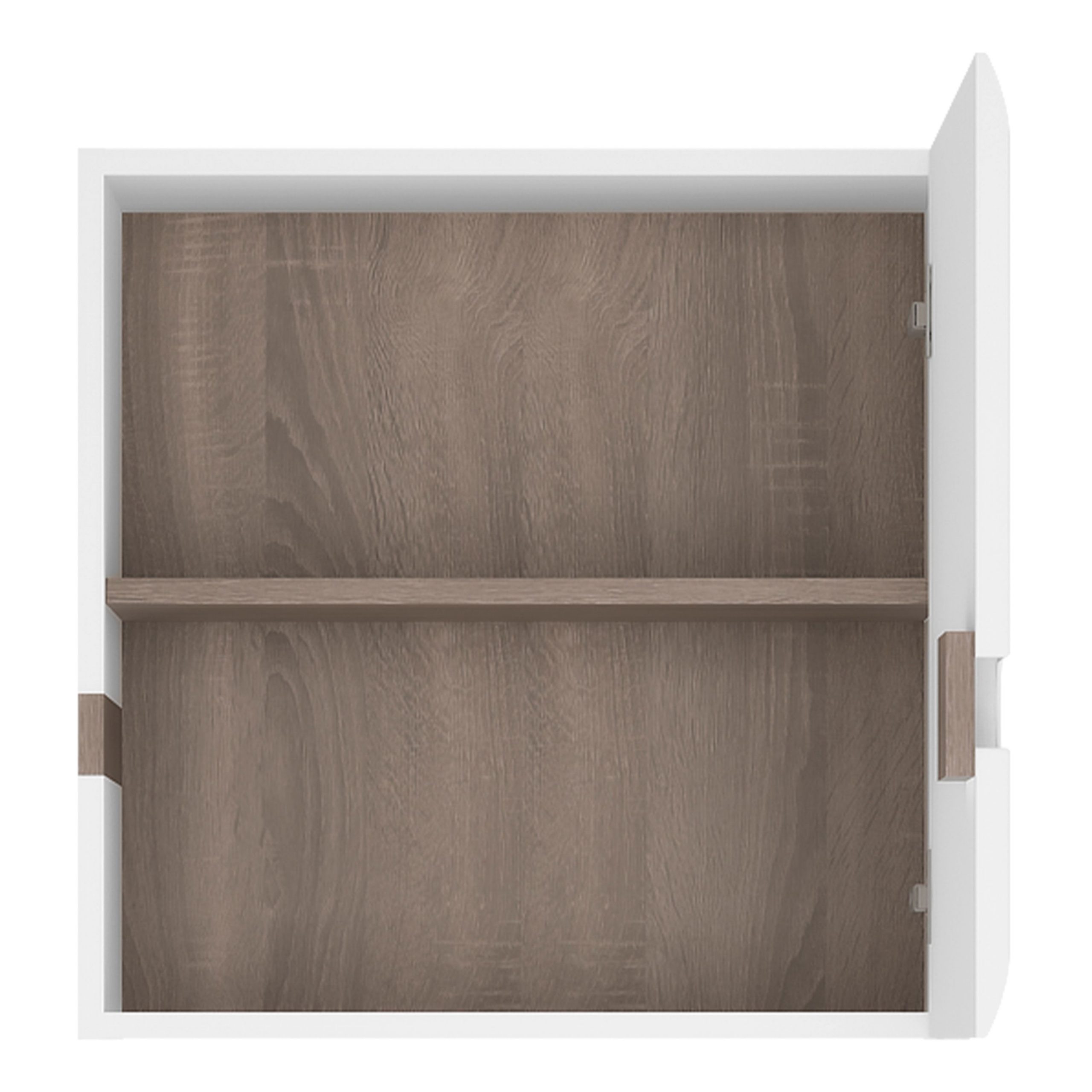 Chelsea 1 Door Wall Cupboard (side Trim) In White With Oak Trim