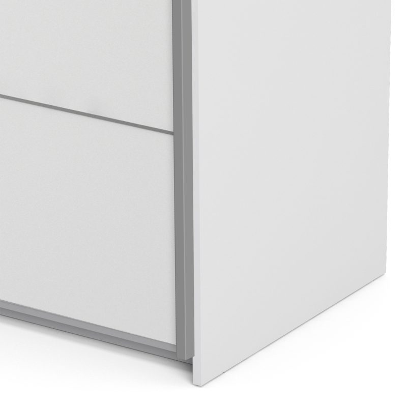 Verona Sliding Wardrobe 120cm in White with White Doors with 5 Shelves - Image 10