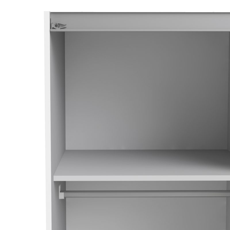 Verona Sliding Wardrobe 120cm in White with White Doors with 5 Shelves - Image 11