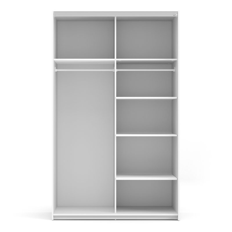 Verona Sliding Wardrobe 120cm in White with White Doors with 5 Shelves - Image 8